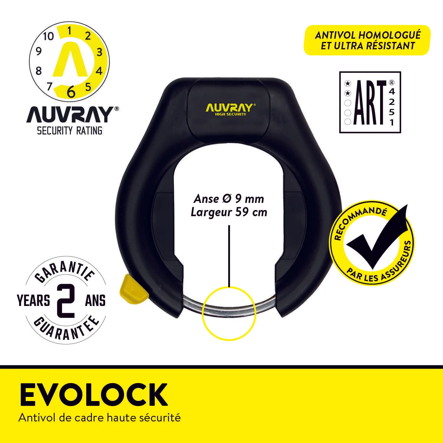 antivol cadre vélo électrique EVO Lock Auvray