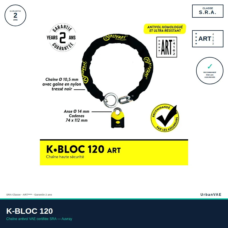K-Bloc 120 certifié SRA Classe ART4 recommandé par les assureurs - UrbanVAE