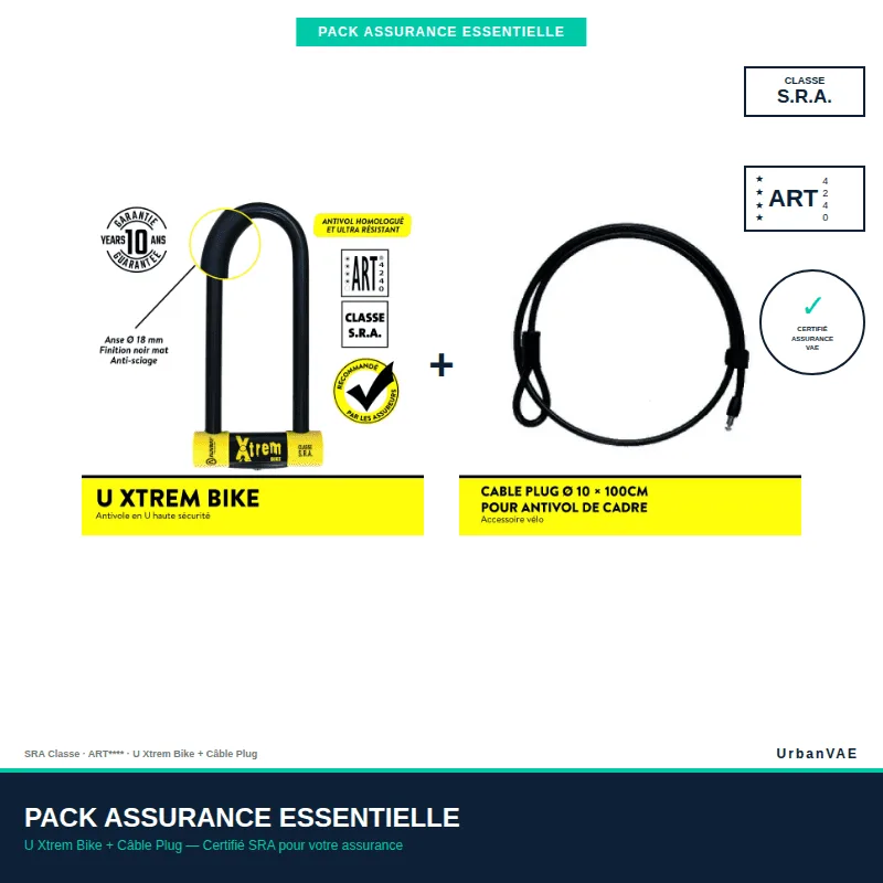 Pack antivol vélo électrique (VAE) certifié SRA assurance Auvray – Image 2