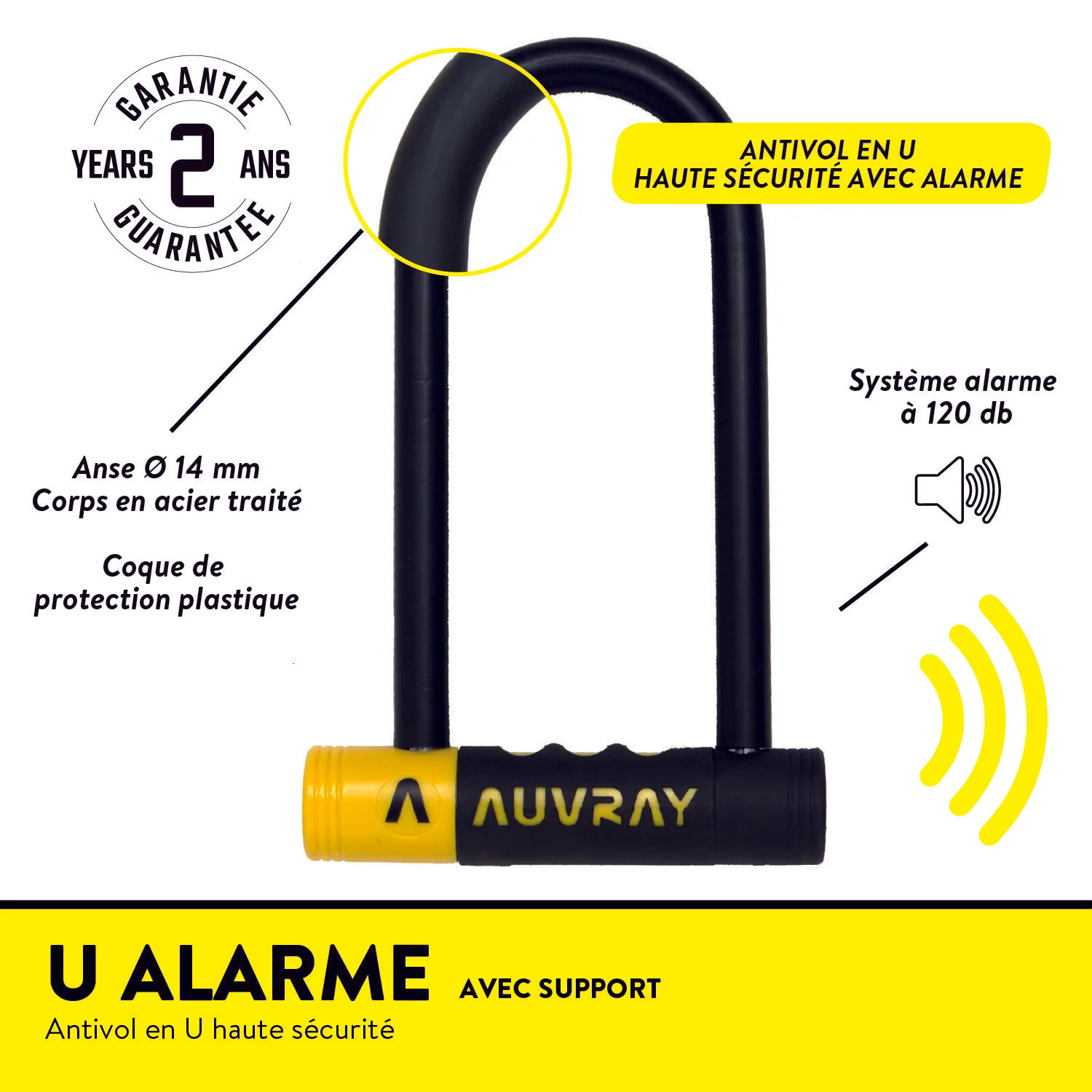 Antivol U alarme vélo électrique (VAE) certifié SRA U Alarm Pro Auvray – Image 3
